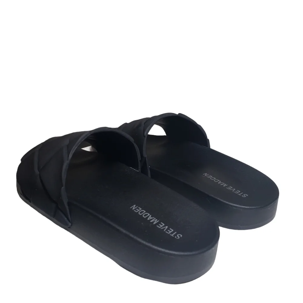 Steve Madden Soulful Black Quilted Pool Slides Sz 5